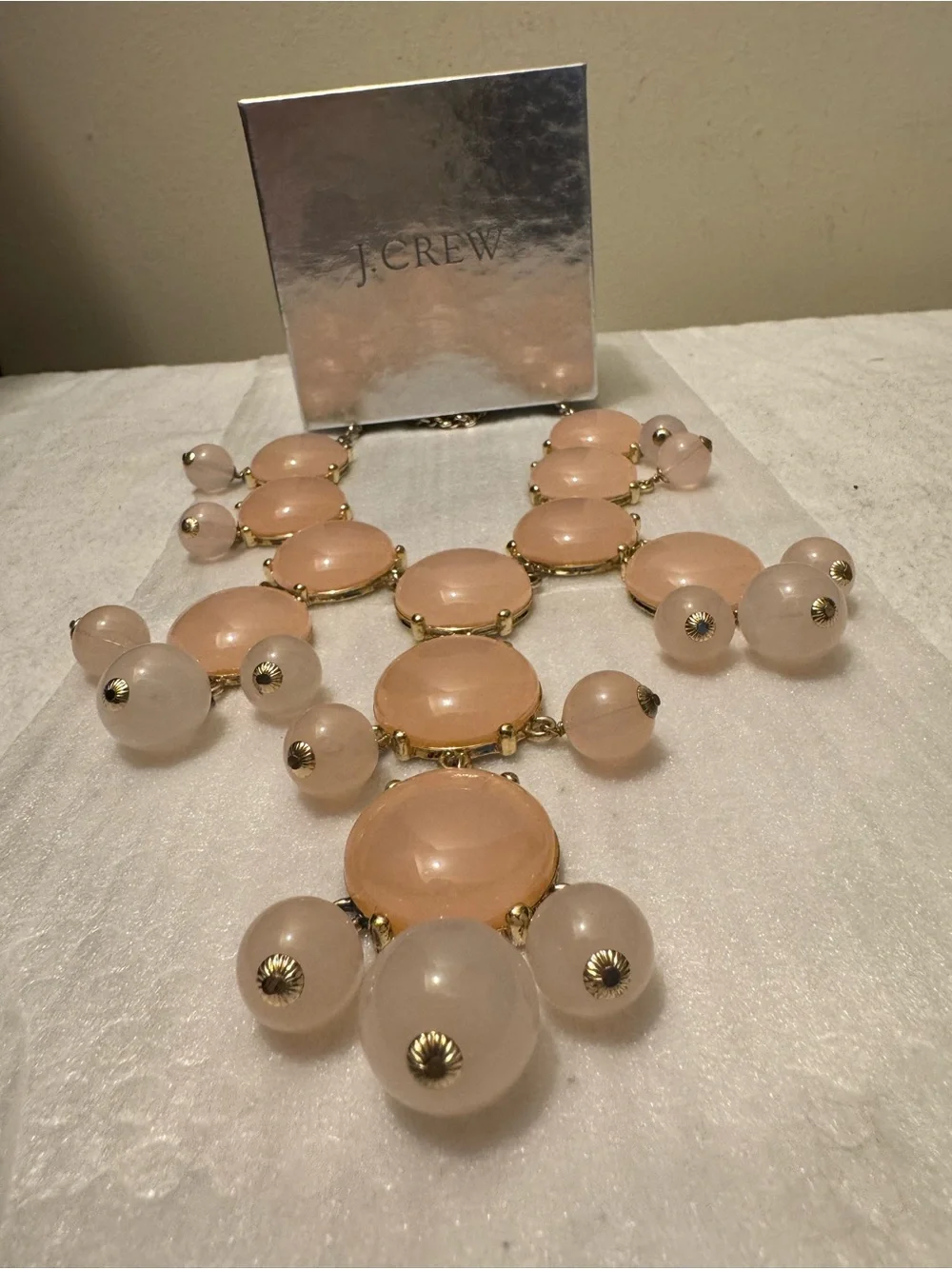 Authentic Iconic Vintage J.Crew Peach Bubble Statement Necklace with Box